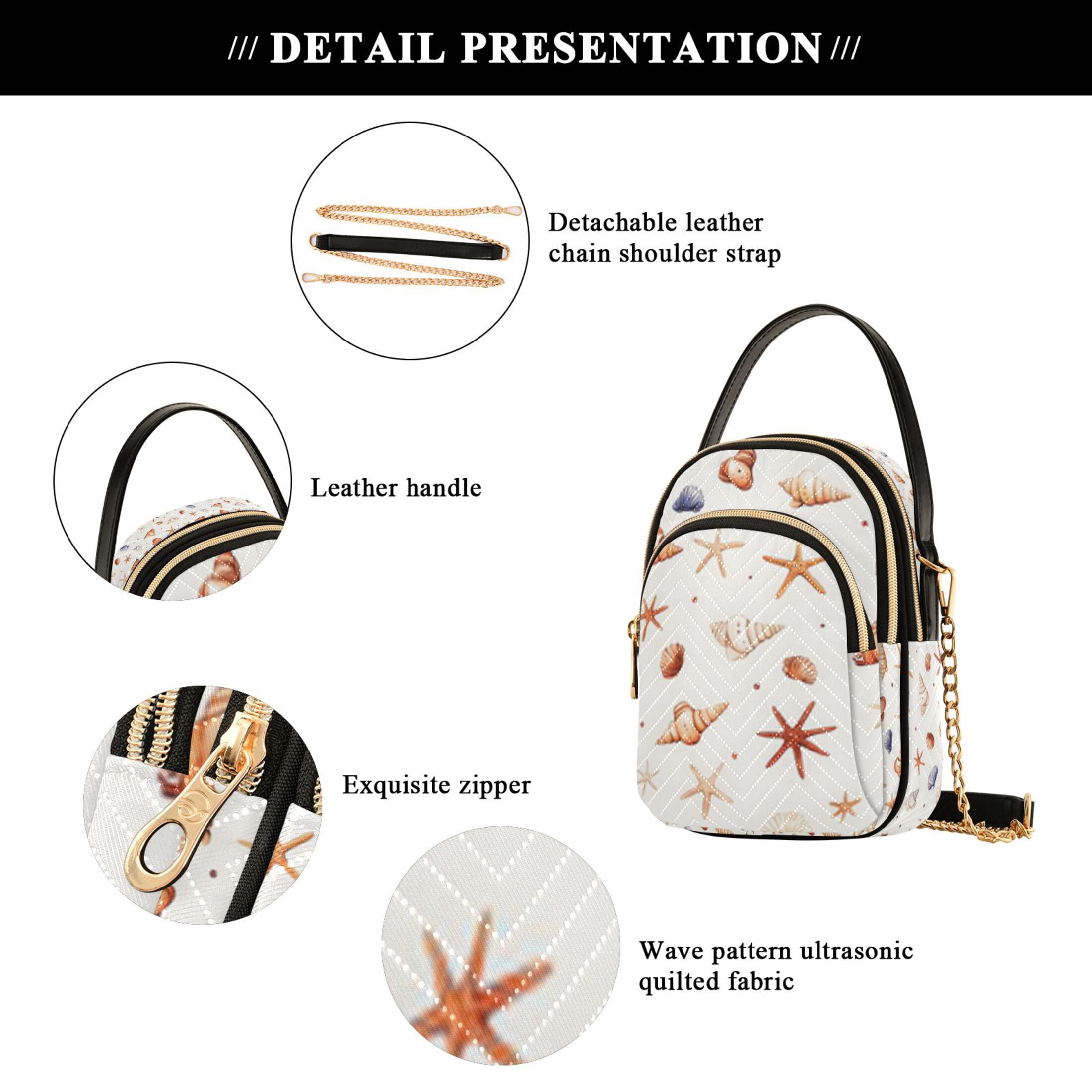 Small Crossbody Bags for Women Beach Seashell Cute Cell Phone Wallet Multi Zipper Pockets Purse Handbag