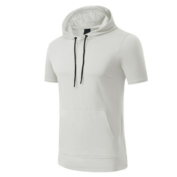 Camiseta ligera con capucha para running y fitness para hombre - Manga corta, secado rápido, deportiva/ocio, tallas S-XXXL