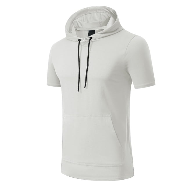 Camiseta ligera con capucha para running y fitness para hombre - Manga corta, secado rápido, deportiva/ocio, tallas S-XXXL