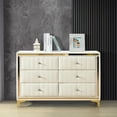 thumbnail image 3 of Better Home Products Velvet 6 Drawer Dresser w/ Gold Legs - Fully Assembled-Color:Cream,Style:Without Mirror, 3 of 12