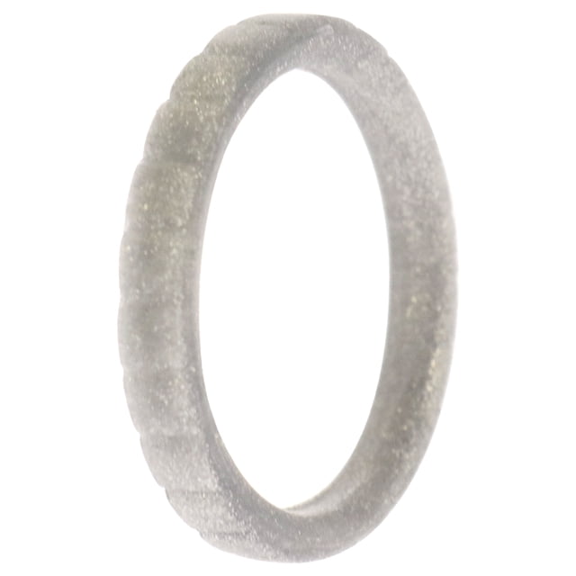 Anillo único de silicona con líneas apilables para bodas - Plata de ROQ para mujer - Anillo de 4 mm
