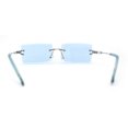 thumbnail image 2 of Luxe 90s Full Rimless Bevelled Oceanic Lens Square Sunglasses Silver Blue, 2 of 4