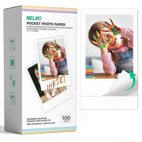 Papel fotográfico Nelko PP01 52 x 90 mm, paquete de 100, resistente al agua
