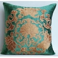thumbnail image 3 of Pillow Cover, Peacock Green Cushion Cover, 14"x14" Velvet Pillowcase, Square Gold Velvet Applique Embroidery Pillow Cover, Green Pillow Cover 14x14 inch (35x35 cm) - Flutter bye, 3 of 6