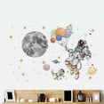 thumbnail image 3 of Space Astronaut Man Wall Sticker Gold Moon Star Wall Decals for Kids Boy Baby Nursery Wall Decor Cute Mural Removable Wall Door Fridge Cabinet Furniture Car Decal (Set of 2 Variants), 3 of 7