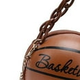 thumbnail image 2 of Fashion Basketball Shaped Handbags PU Leather Chain Tote Round Graphic travel Brown, 2 of 8