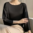 thumbnail image 4 of Giftesty Womens Shirts Clearance Women's Fashion R-Neck Long Sleeve Loose Solid Color Blouse, 4 of 4