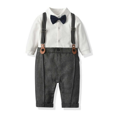 

Winter Savings Clearance! Stamzod Baby Boy Set Clothes Autumn Winter Boys Long Sleeve Romper Suspender Trousers Boys Sling Gentleman Clothes Hat Set 3M-3Y Boys Clothes