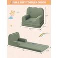thumbnail image 3 of 2-in-1 convertible niños couch - teddy fleece fabric niños pequeños sofa chair, soft fold out couch lounger niños, comfy children's sofa cama playroom o nursery, green birthday gift, 3 of 7