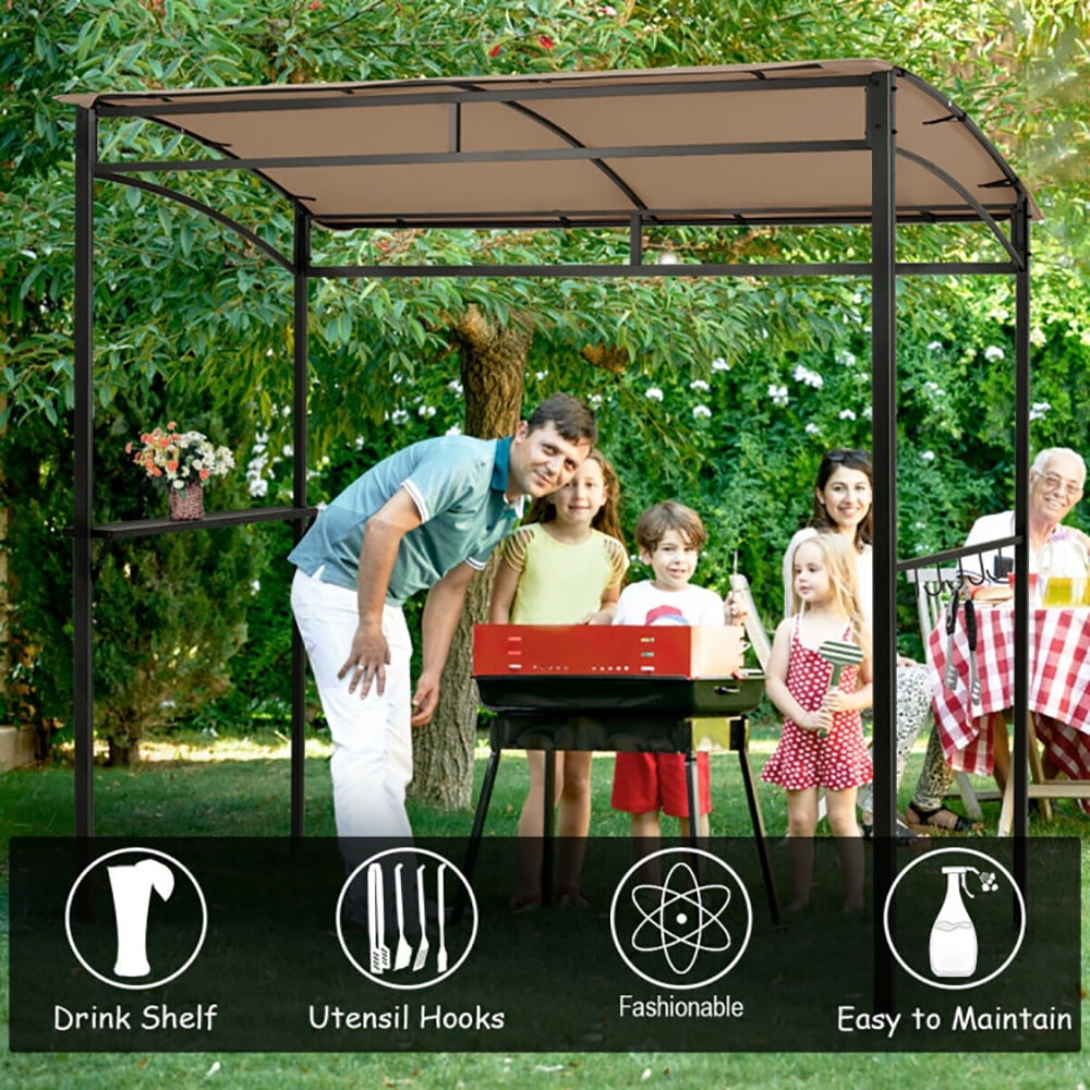 Aimee Lii 7 x 4.5 Feet Grill Gazebo Outdoor Patio Garden BBQ Canopy Shelter, Backyard Canopy Gazebo, Brown