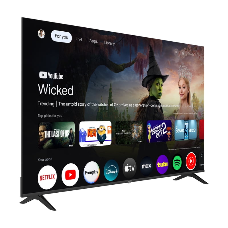Philips 75" Class QLED 4K UHD (2160p) Google Smart TV (75PQL7456/F7) front and back view