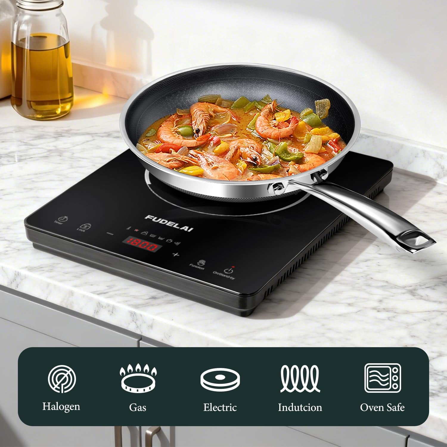 Non Stick 10-Inch  Hybrid Frying Pan with Lid, Professional Cookware for All Stovetops