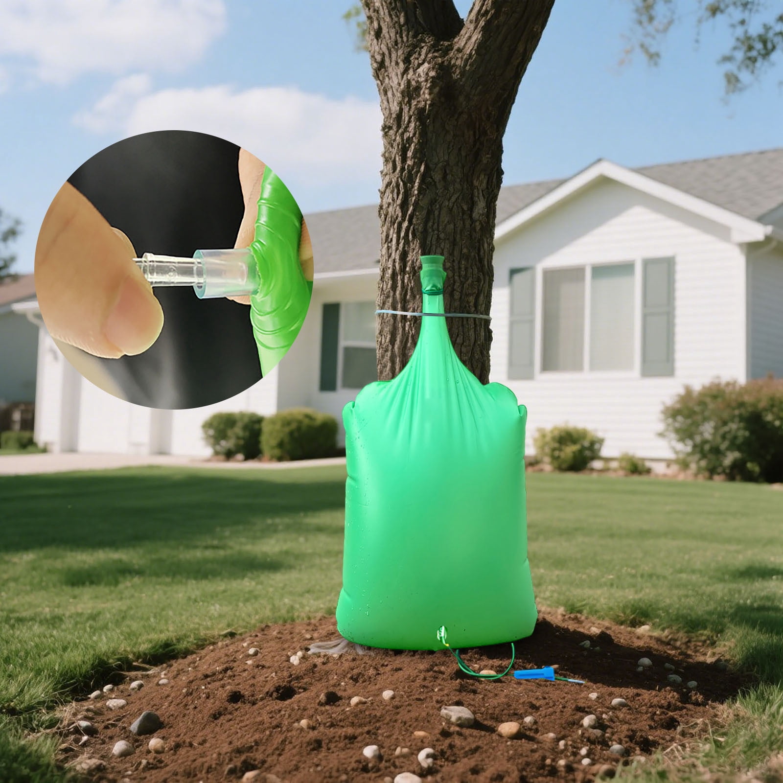 Tree Watering System 10 Gallon Automatic Irrigation Bags with Dual Outlets, Slow Release Watering Bags for Plants, Leakproof Tree Water Ring for Small/Medium Trees, Fertilizer Compatible Design