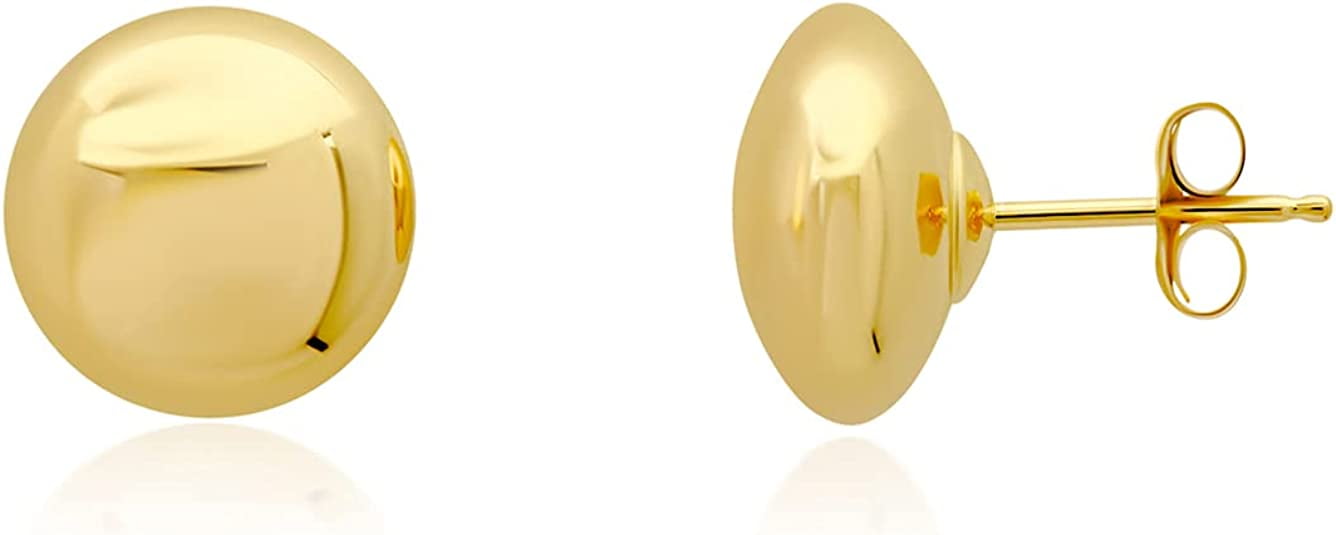 Yellow Large Gold Ball Earrings for Women 14k Real Gold 14k Gold Stud Earrings for Women Men