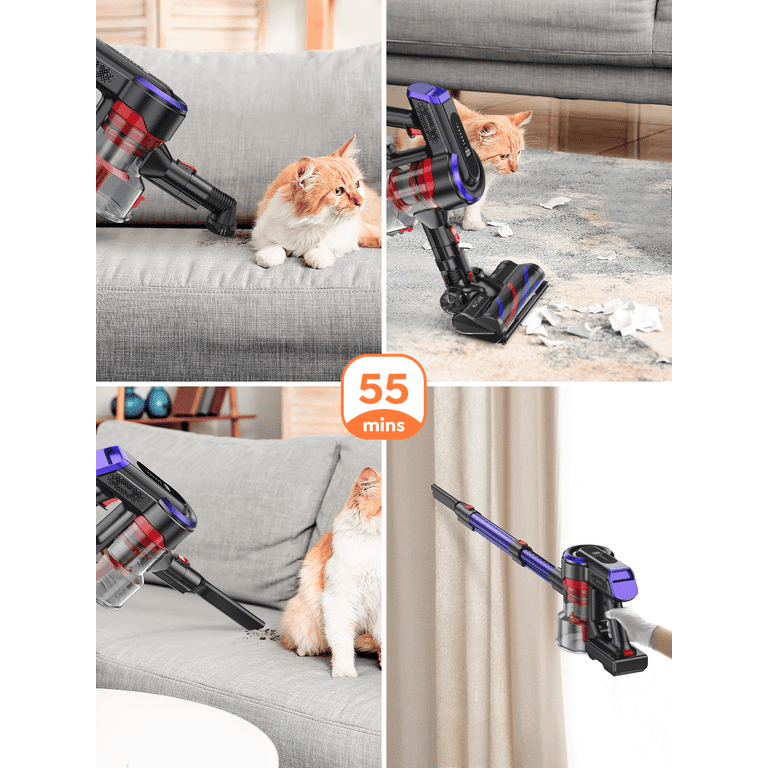 HONITURE Cordless Vacuum Cleaner, 450W 38Kpa Stick Vacuum Cordless with LCD  Smart Touchscreen, Max 55mins, 7-Layer Hepa, 6 in 1 Lightweight Handheld
