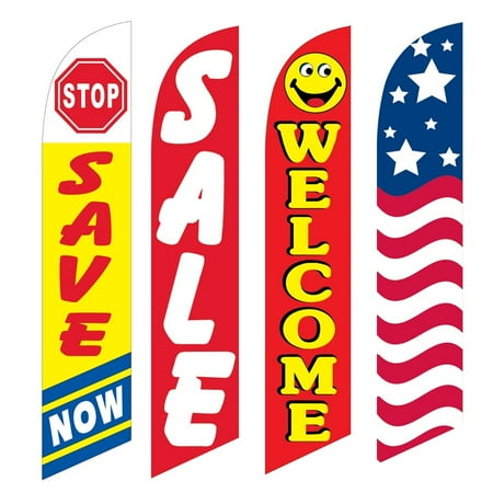 4 Advertising Swooper Flags Save Now Sale Welcome USA