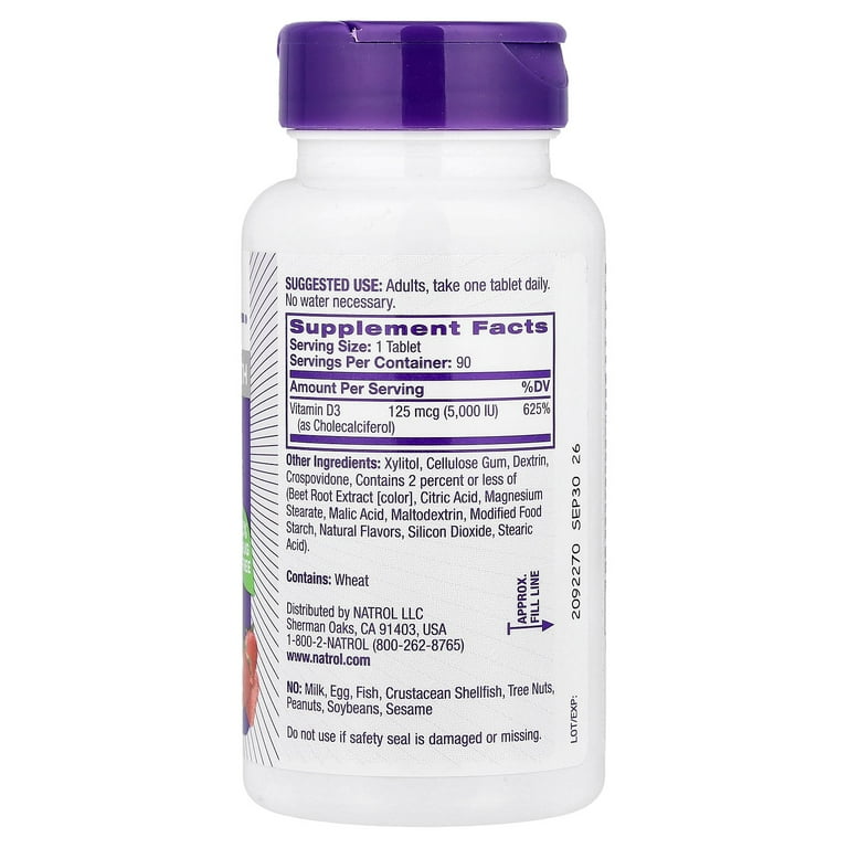 Natrol Vitamin D3 5000 IU Fast Dissolve Tablets for Bone Joint