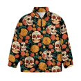 thumbnail image 5 of Xoenoiee Sugar Skull Hydrangea Flower Print Girls Fall Fashion Half Zip Sweatshirts Oversized Long Sleeve Collared Pullover Tops Trendy Y2K Clothes, 13-14 Years, 5 of 7