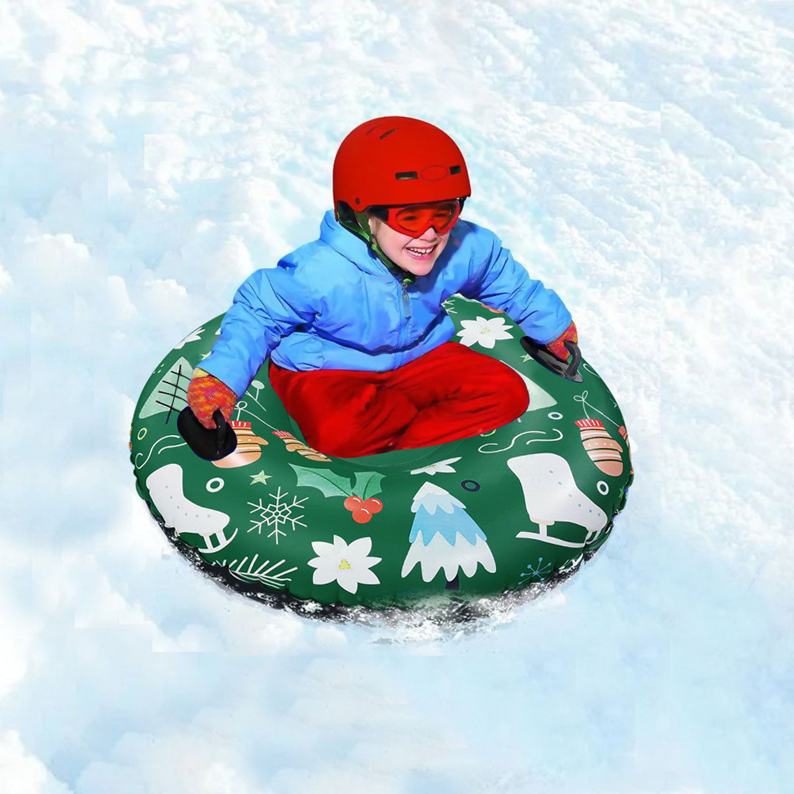Details about   47 Inch Inflatable Snow Sled Thickened Snow Tube for Kids Adults With Handle 