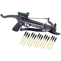 80lbs Self Cocking Hunting Pistol Crossbow with 15 Metal Arrows Red Dot  Scope