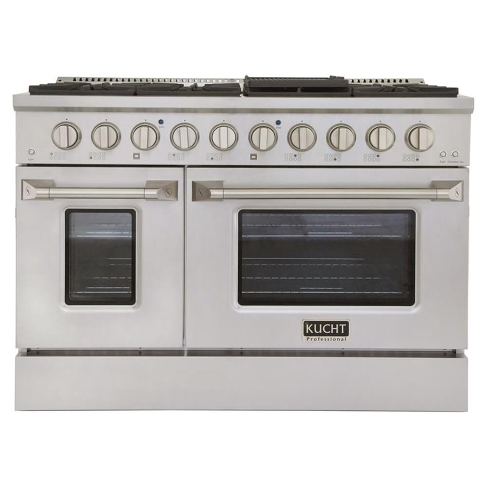 Pemberly Row 48" Stainless Steel Propane Gas Range in Silver