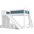 thumbnail image 3 of Twin Size  Loft Bed Frame with Storage Shelves and Wardrobe, Solid Wood Loft Beds Frame with Detachable Slide and Ladders for Bedroom, Apartment, Mattress not included, White+Blue, 3 of 9
