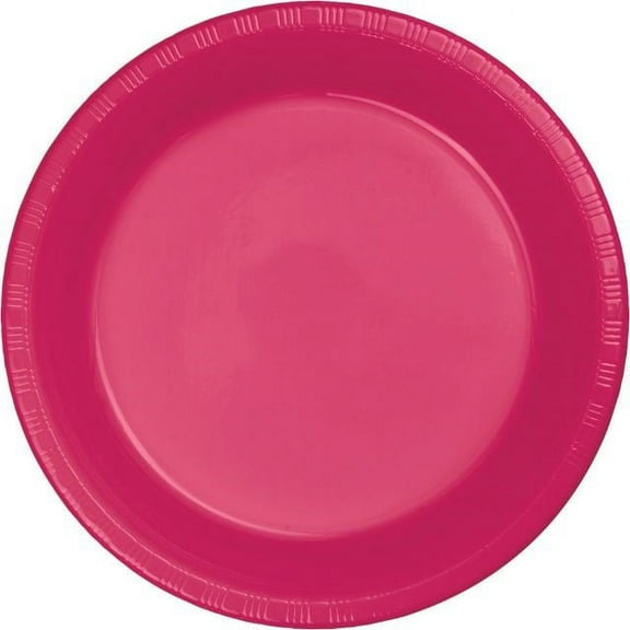 Touch of Color Plastic Dinner Plates, 9", Hot Magenta, 20 Ct