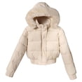 thumbnail image 2 of Winter Coats for Women Lenago Solid Color Long Sleeved Cotton Jacket With Large Collar And Waist Cinching Short Design Outerwear Jacket Parka Warm Winter Jackets Gifts for Women, 2 of 4