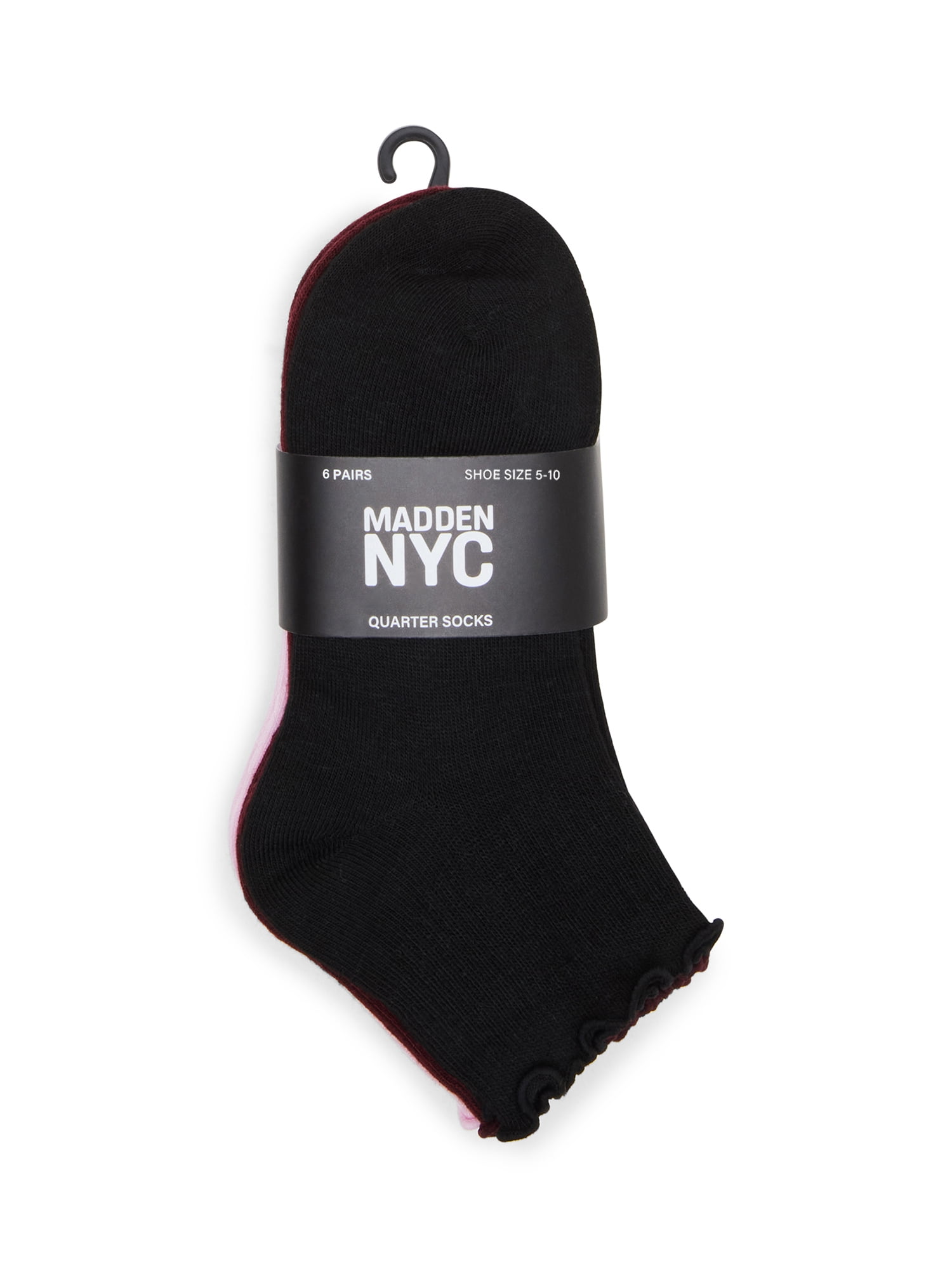 Madden NYC Women's Quarter Sock, 6-Pack, Fits Shoe Size 5-10