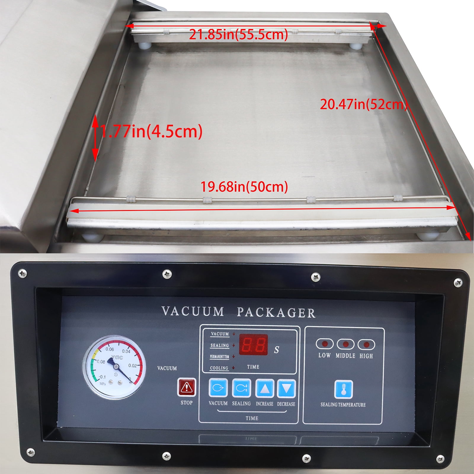 19.7 Inch Two Chamber Vacuum Packaging Sealing Machine Food Vacuum Sealer for Meat Fruits Vegetables 110V