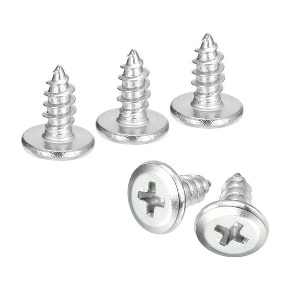 Uxcell M5x12mm Flat Head Phillips Drive Self Tapping Screws, 304 Stainless Steel Cross Drive Fastener Screws, Silver, Pack of 25