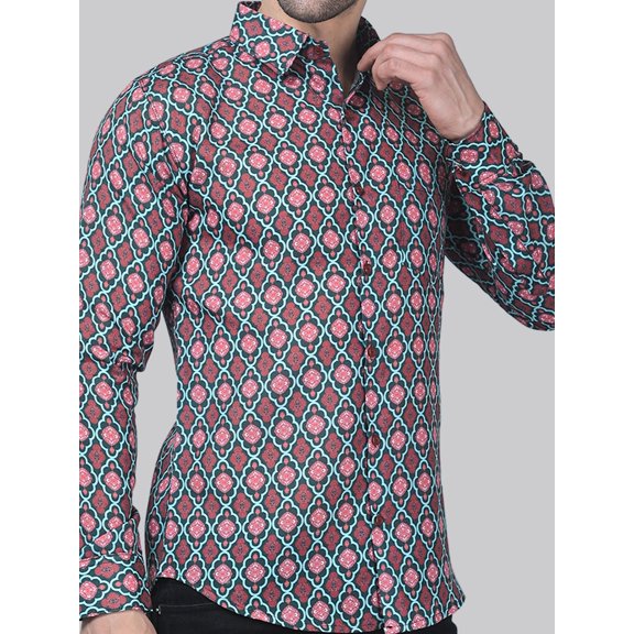 Avant-garde Men's Printed Full Sleeve Casual Linen Shirt