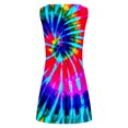 thumbnail image 5 of Wycnly Summer Dresses for Women Plus Size Beach Fashion Hollowed Swing Tunic Short Dresses Sleeveless Round Neck Tie-Dye Mini Sun Dress Hot Pink L, 5 of 5