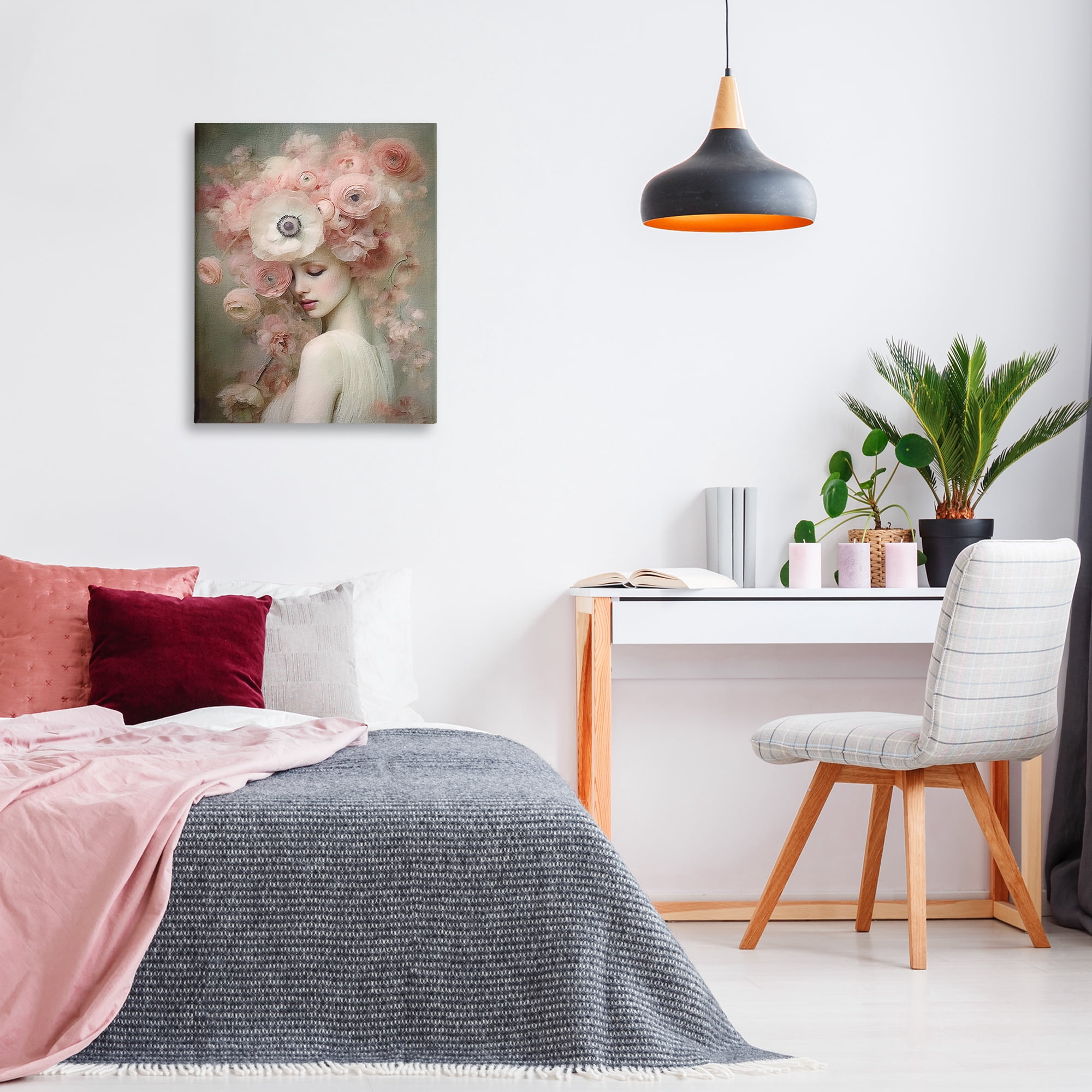 Stupell Industries Blush Florals Portrait Novelty Painting Gallery Wrapped Canvas Art Print Wall Art, 24 x 30