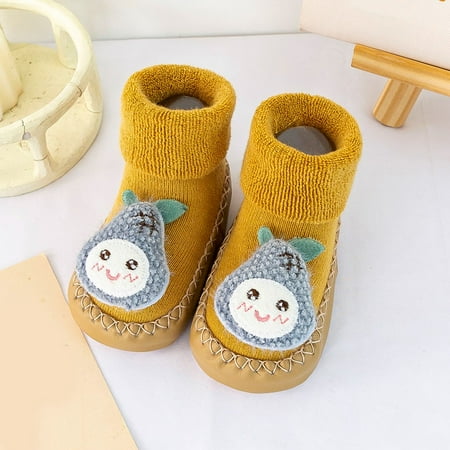

TOWED22 Kids Slippers Girls Autumn And Winter Comfortable Baby Toddler Shoes Cute Cartoon Fruit Pattern Pineapple Strawberry Yellow