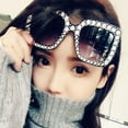 thumbnail image 2 of Oversized Square Frame Bling Rhinestone Eye Retro Women 2023 Gifts Q6T9, 2 of 9