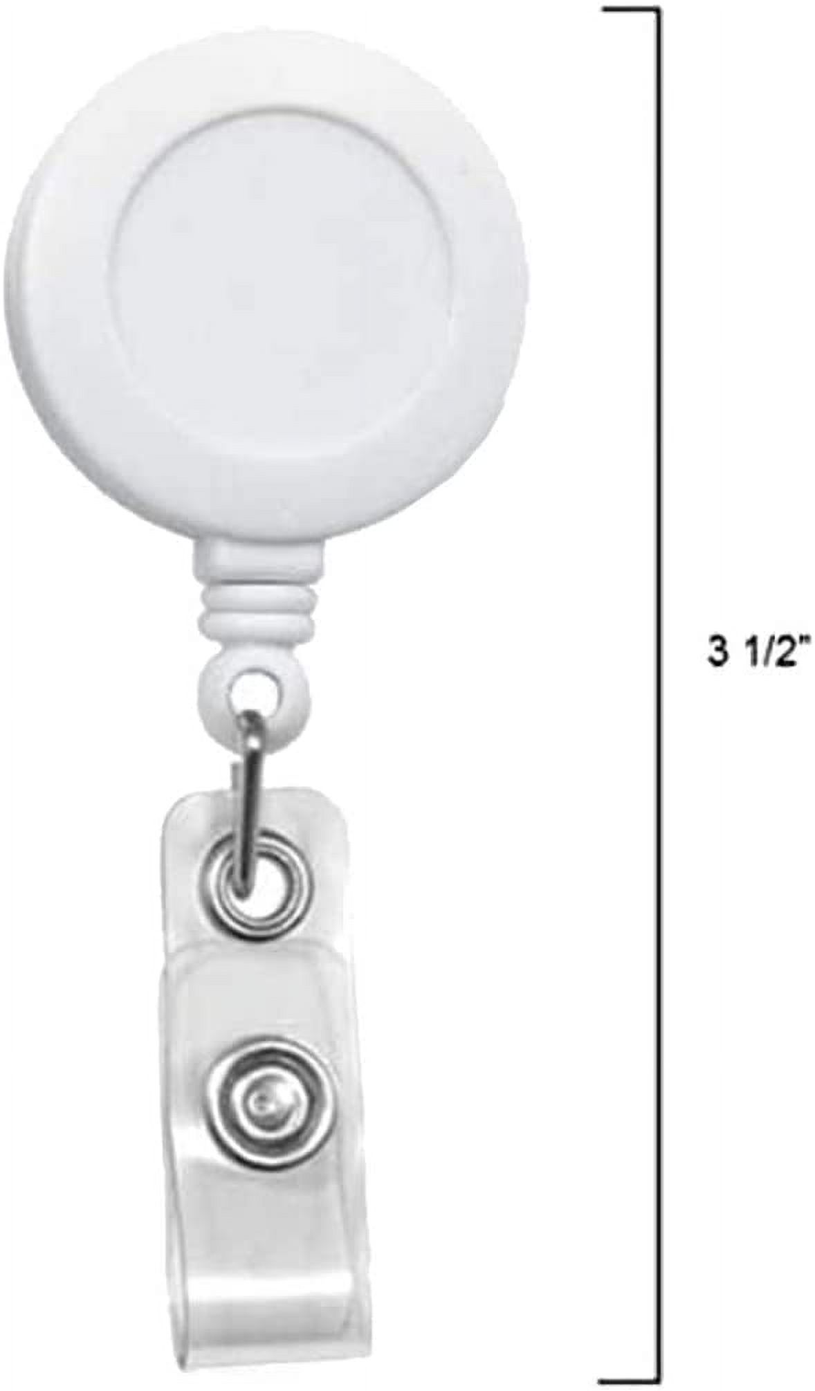 Bulk 100 Pack White Badge Reels with Extra Tight Pinch Alligator Clip (Non-Swiveling) by Specialist ID
