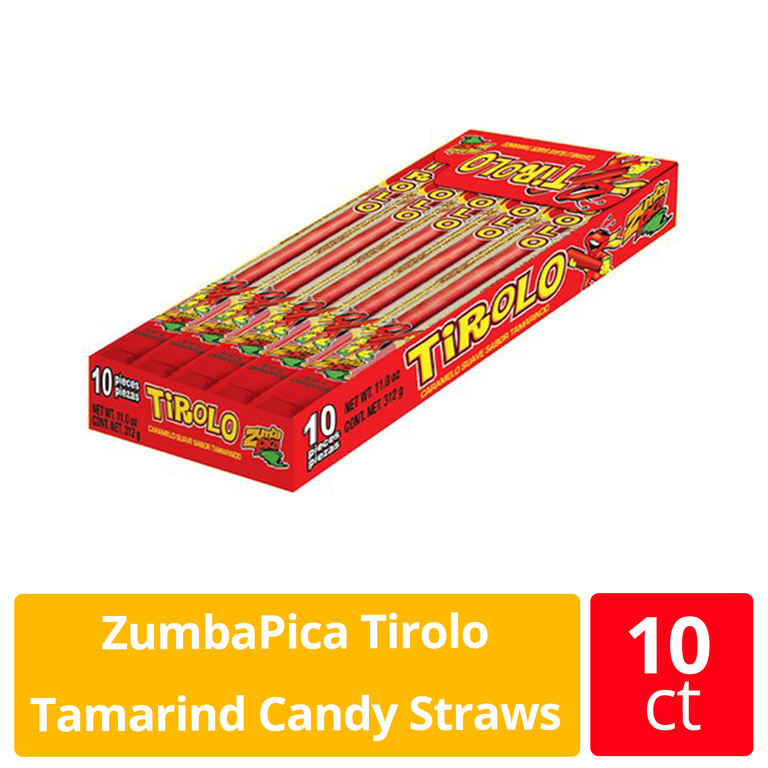 鴨ロン トト シュピッツ チコリ Zumba Pica Tirolo Tamarind Candy Straws, Chewy Mexican Candies, 10