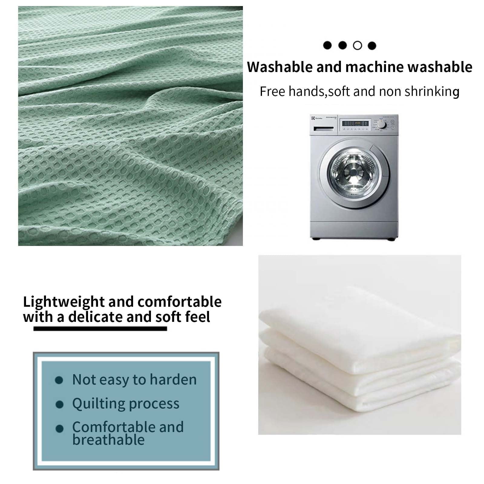 Loyerfyivos Cotton Blankets Queen Size for Bed - Waffle Weave Blankets for Summer, Lightweight and Breathable Soft Woven Blankets for Spring, White, 43.31x59.05in (Light green)