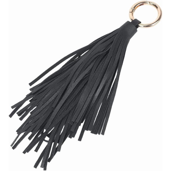 Leather Tassel Pendant Key Rings Circle Car Keychain Holder PU Leather Key Fob with Gold Ring Tassel Charms Handbag Keychain for DIY handcrafting