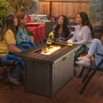 thumbnail image 5 of Nuu Garden Outdoor 43 inch 50,000 BTU Propane Gas Fire Pit Table, Aluminum Rattan Fire Pit Table with Lid, Glass Fire Pit Wind Guard, Cover and Glass Beads, Dark Brown, 5 of 10