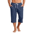 thumbnail image 2 of Resicozy Men's Capri Pants Casual Lightweight 3/4 Baggy Pants Drawstring Elastic Waist Beach Yoga Pants with Pockets Navy S, 2 of 8