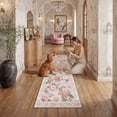 thumbnail image 3 of PureCozy 2'x6' Runner Rugs for Hallway Floral Farmhouse Entryway Bedroom Kitchen Laundry Soft Faux Wool Washable Non-slip Pink Rugs Carpets, Pink, 3 of 7