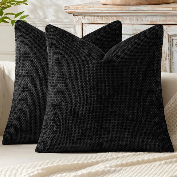 Pack of 2 Couch Throw Pillow Covers 18x18 Inch Neutral Beige Modern Boho Accent Decorative Pillow Covers Soft Chenille Farmhouse Cushion Covers for Home Decor Bed Sofa Living Room