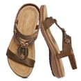 thumbnail image 4 of Littleplum Women's Flat Sandals with Arch Support Bohemian Elastic Ankle Strap Non-Slip Casual Beach Vacations Summer Shoes for Women, Brown, 7.5, 4 of 10