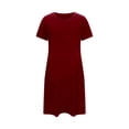 thumbnail image 6 of Women's Summer Short Sleeve Lounge Mini Dress, Loose Crewneck A-Line Swing Casual T-Shirt Dresses with Pockets, 6 of 6