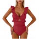 thumbnail image 4 of Trajes de baño para mujer, moda para mujer, color sólido, con cojín en el pecho y sin soporte de acero, traje de baño holgado con cordón dividido, trajes de baño para mujer, trajes de baño para mujer,, 4 of 6