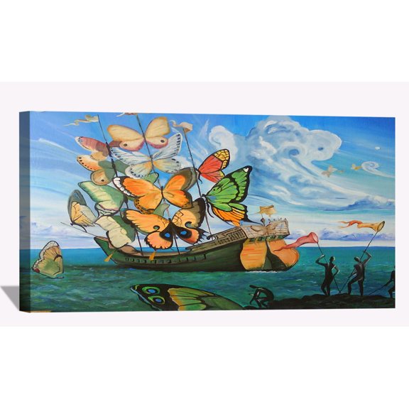 Vladimir Kush Departure Of The Winged Ship Wall Art Large Framed Painting Dali Style Canvas Art For Bedroom Livingroom Office Ready to Hang