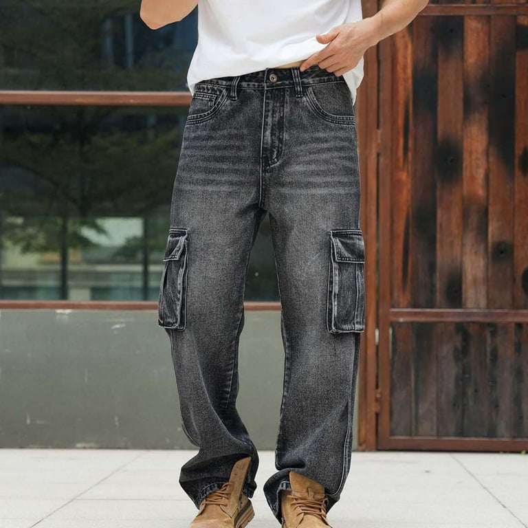 DPTALR Men's Baggy Jeans，Hip Hop Loose Fit，90s Vintage Cargo