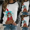 thumbnail image 2 of Fesfesfes Women's Long Sleeve Tops Chicken with Bandana Printed Raglan Long Sleeve Blouse Tops Shirt, 2 of 5